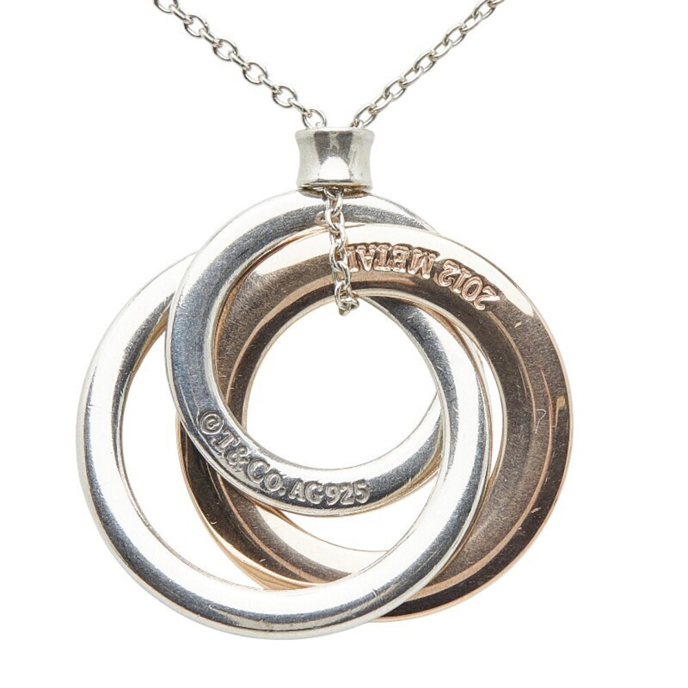 Tiffany Co Triple Circle Necklace Silver Bron White Rubedo Metal